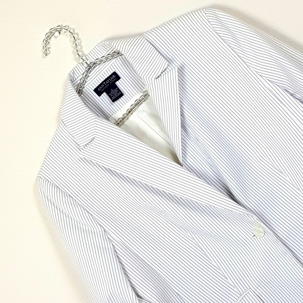 Ann Taylor Factory Blue White Pinstripe Blazer